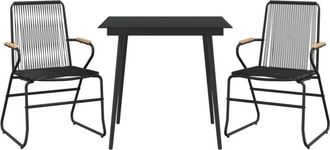 vidaXL 3 Piece Garden Dining Set Black pvc Rattan Vidaxl