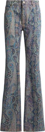 Etro Jeans Etro Svasati In Denim Con Motivo Floreale Paisley