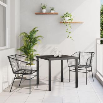 Berkfield Home 3 Piece Garden Dining Set Black Poly Rattan