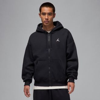 Nike Jordan Mens Jordan Brooklyn Fleece Oversized Full-Zip Hoodie in Black | IB7231-010