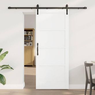 vidaXL Vidaxl Puerta Corredera Manual Blanco Y Negro 83 X 202 Cm