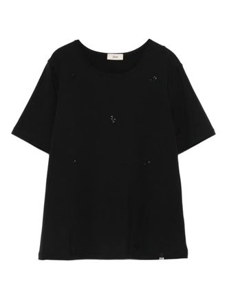 Herno rhinestone-embellished short-sleeve t-shirt - women - Fabric - S - Black