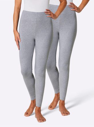 Feel Good Leggings FEEL GOOD, Damen, Gr. 36/38, Normalgr&ouml;ssen, grau (grau, meliert), 95% Baumwolle, 5% Elasthan, unifarben, Hosen Leggings