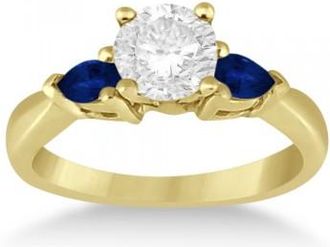 Allurez Pear Three Stone Blue Sapphire Engagement Ring 14k Yellow Gold (0.50ct)