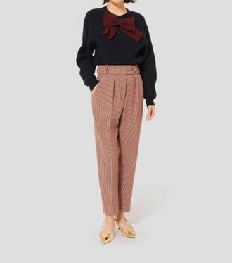 Tara Jarmon Paseo 7/8-Length Pants In Burgundy Check