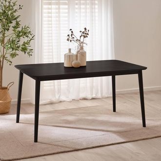 Furniturebox Lynton Rectangular Black Wood 6 Seater Dining Table