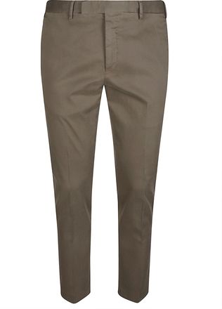 Pantaloni Torino Dieci Slim Tailored Brown Stretch-Cotton Pants