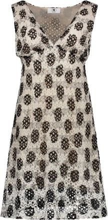 M Missoni Short Dresses, female, Multicolor, M, V-Neck Textured Knit Viscose Dress