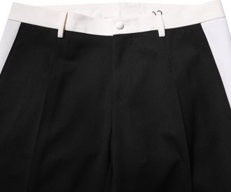 Dolce & Gabbana Black White Stripe Wool Men Trouser Mens Pants