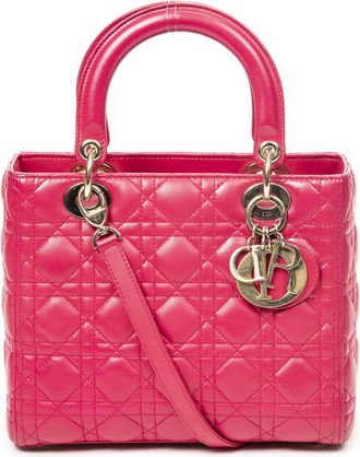 Dior Pre-owned Womens Medium Lady Zip Shoulder Bag - Pink - One Size
