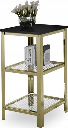 OEM Estanter&iacute;a Industrial De 3 Niveles Para Sala De Estar, Atornillada, 40x40x80 Cm, Color Oro Y Negro Minipearl