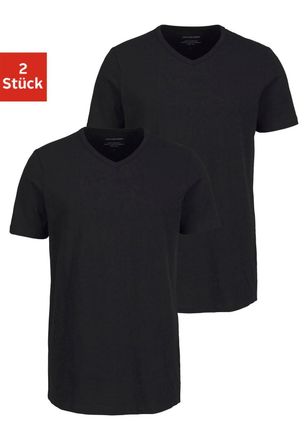 Jack & Jones T-Shirt JACK & JONES V-Neck, Herren, Gr. XL, schwarz, Jersey, Obermaterial: 100% Baumwolle, unifarben, normal, V-Ausschnitt, Shirts T-Shirt