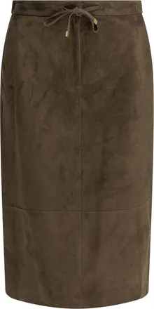 Max Mara Su&egrave;de leren midi-rok