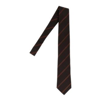 Brunello Cucinelli Corbata Bordada de Seda - Accessories - Hombre - Marr&oacute;n - ONE SIZE