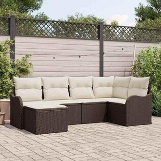 vidaXL Vidaxl - Conjunto De Sof&aacute; De Jard&iacute;n Con Coj&iacute;n 6 Pcs Marr&oacute;n Polirat&aacute;n
