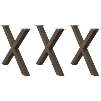 vidaXL Patas Para Mesa De Comedor En Forma De X (3 Unidades, Acero Natural, 90 X 72-73 Cm) Vidaxl