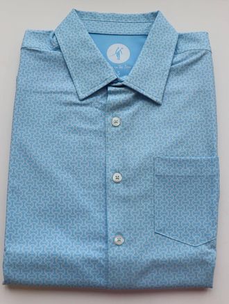 Toes on the Nose Mens Golden State Short Sleeve Button Up In Blue South Beach