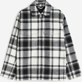 H&M Shacket Regular Fit - Schwarz/Kariert