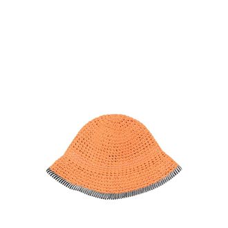 Missoni Hats, female, Orange, Size: ONE SIZE Crochet-Knit Striped-Trim Bucket Hat