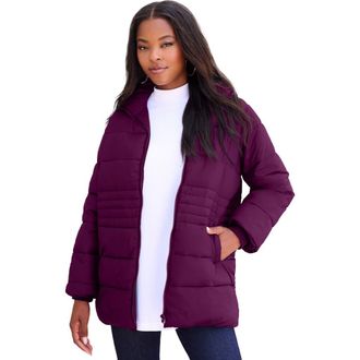 Roaman's Plus Size Lightweight Quilted Jacket in Dark Berry at Nordstrom, Size Medium