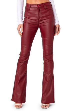 Edikted Luna Faux Leather Flare Pants in Burgundy at Nordstrom, Size X-Small