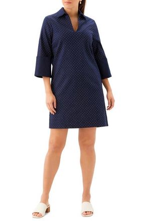 Karen Kane Diamante Detail Stretch Cotton Shift Dress in Navy at Nordstrom, Size X-Large