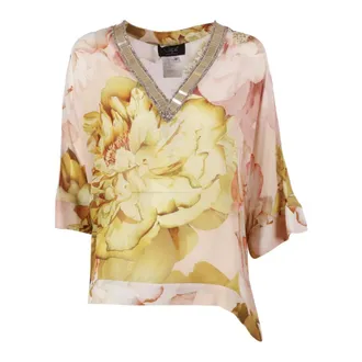 Clips Blouses, female, Multicolor, Size: S Tunica con ricamo