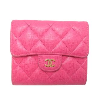 Chanel Pink Grained Calfskin Wallet (Tri-Fold) (Pre-Owned)