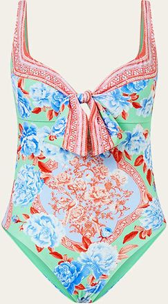 Camilla Topkapi Pop Sweetheart Tie-Front One-Piece Swimsuit