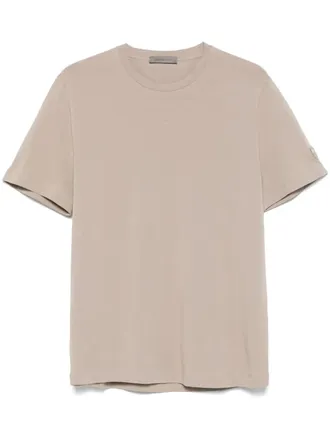 Corneliani embroidered-logo T-shirt - men - Cotton/Elastane - 54 - Neutrals