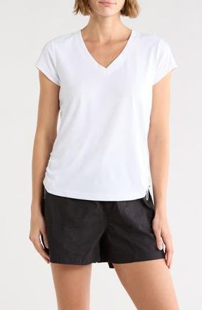 DKNY Ruched Tech T-Shirt in White at Nordstrom Rack, Size X-Large