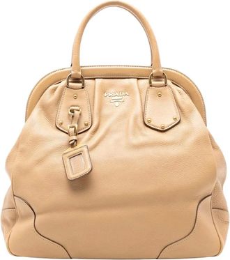 Prada Pre-owned Handbags, female, Brown, Size: ONE SIZE Pre-owned Leather Dome Handbag