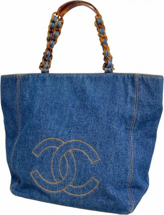 Chanel Blue Denim Tote Bag (Pre-Owned)