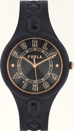 Furla Fun Orologio Con Cassa Tonda Nero Nero Silicone Donna