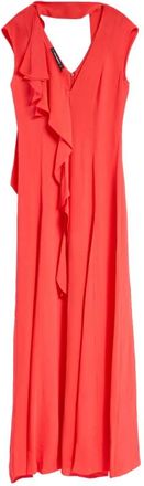 Karl Lagerfeld Ruche Gelegenheidsjurk - Dames - Maxi kleedjes - Rood - XS - Kleedjes
