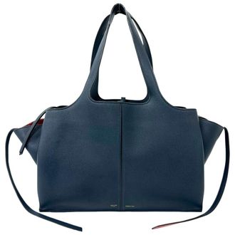 Celine Navy Leather Handbag Shoulder Bag Tote Bag (Pre-Owned)