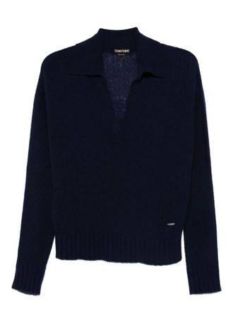 Tom Ford V-neck cashmere-silk blend sweater - Blue