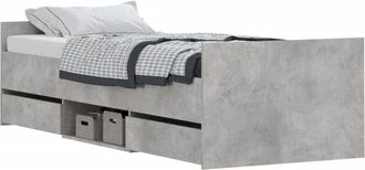 vidaXL Bed Frame without Mattress Concrete Grey 75x190 cm Small Single Vidaxl
