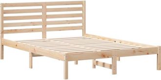 vidaXL Bed Frame with Headboard Brown 120 x 190 cm Solid pine wood Vidaxl
