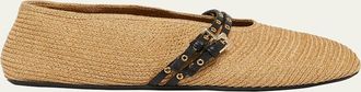 Alaia Paper Straw Mary Jane Ballerina Flats