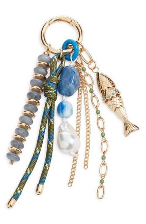 Chelsea28 Fish Cluster Beaded Bag Charm in Blue Multi- Gold at Nordstrom
