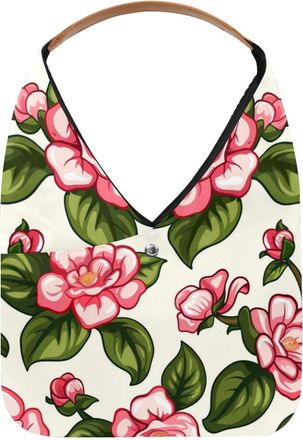 Generic Camellias Cute Reusable Lightweight Grocery Bags - Foldable Into Compact Pouch, Washable & Sturdy, Multipurpose for Shopping and Travel