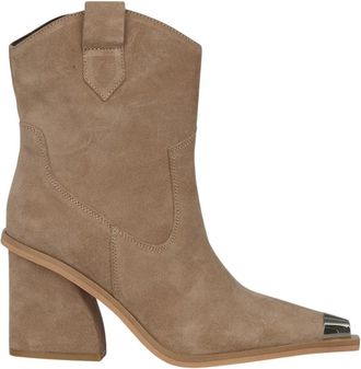 Alma En Pena Bootie metallic detail textuur - Dames - Cowboylaarzen - Beige - 37 EU - Schoenen