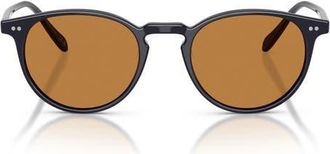 Oliver Peoples Riley 49mm Round Sunglasses in Hanada Indigo /Cognac at Nordstrom