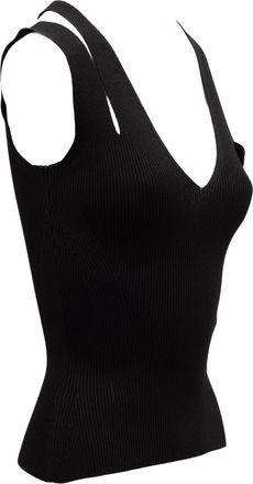 Alexander McQueen Ribbed Viscose Tank Top - Black