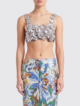Paco Rabanne Top crop con dischi e fiori 3D Rabanne