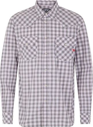 Diesel S-East Long CL Western Shirt - Heren - Casual Overhemden - Grijs - S - Katoen - Overhemden
