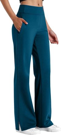 Generic Gym Yoga Trousers with Pockets Yoga Pants Women Fashion High Waist Wide Leg Sweatpants Baggy Plain Sports Lounge Trousers with Pockets Pants for Sprin