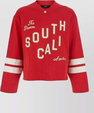 Amiri cotton jersey knit v-neck long-sleeve t-shirt