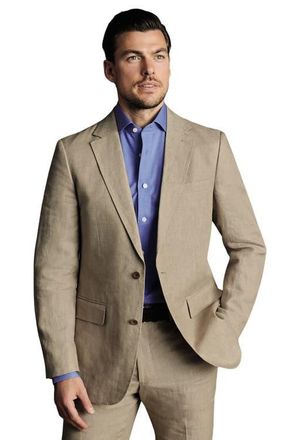 CHARLES TYRWHITT Linen Slim Fit Jacket in Taupe at Nordstrom, Size 40